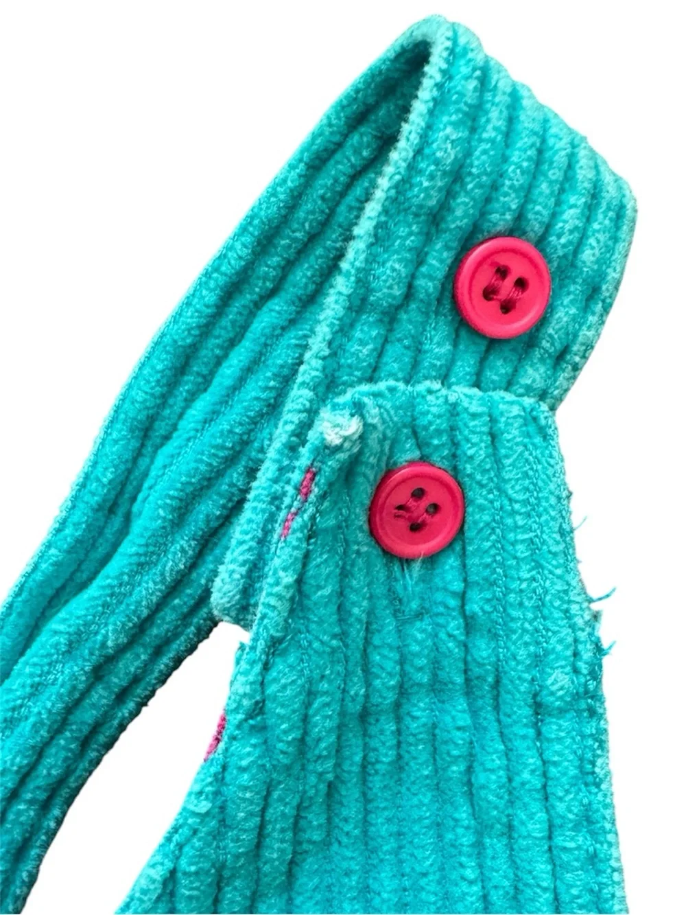 Vintage 1990’s Gymboree Girls’ Teal Corduroy Overalls Pink Accents Size Small